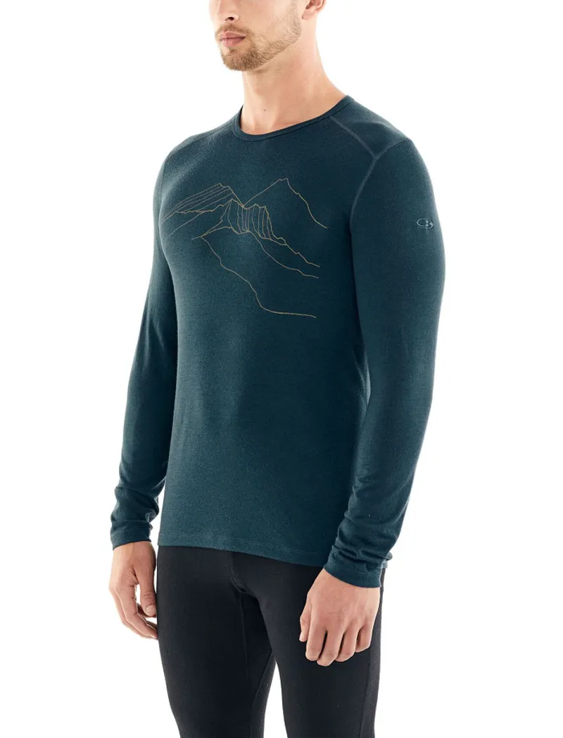 Icebreaker Mens 200 Oasis LS Crewe The Higher We Go Nightfall-4